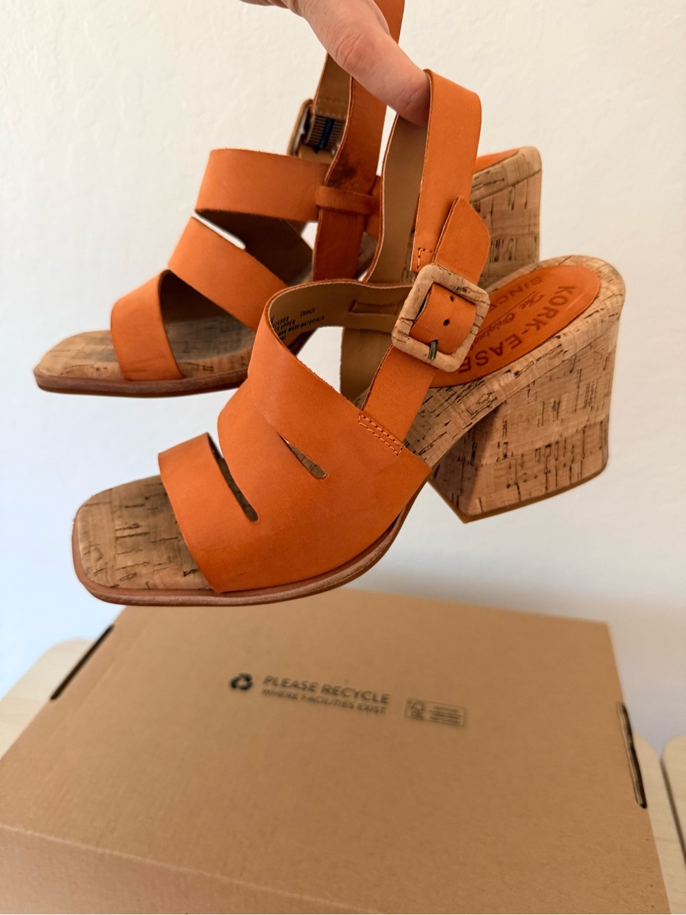 Kork-Ease Women’s 6 Orange Cork Block Heels